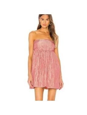 LKNW LPA pink crinkle strapless fun unique dress M
